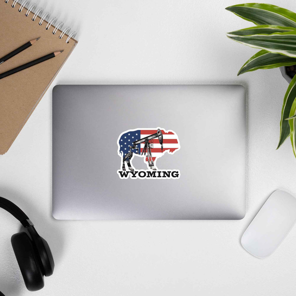 Wyoming Buffalo Vinyl Sticker – Oilfield Pumpjack American Flag Decal