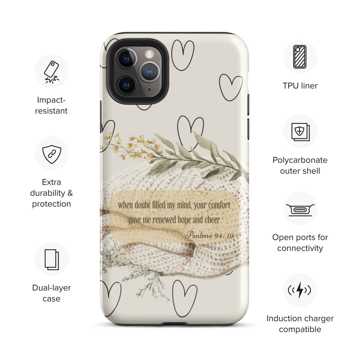 Bible Scripture Psalms 94:19 iPhone Case – Christian Scripture Design Tough Case for iPhone®