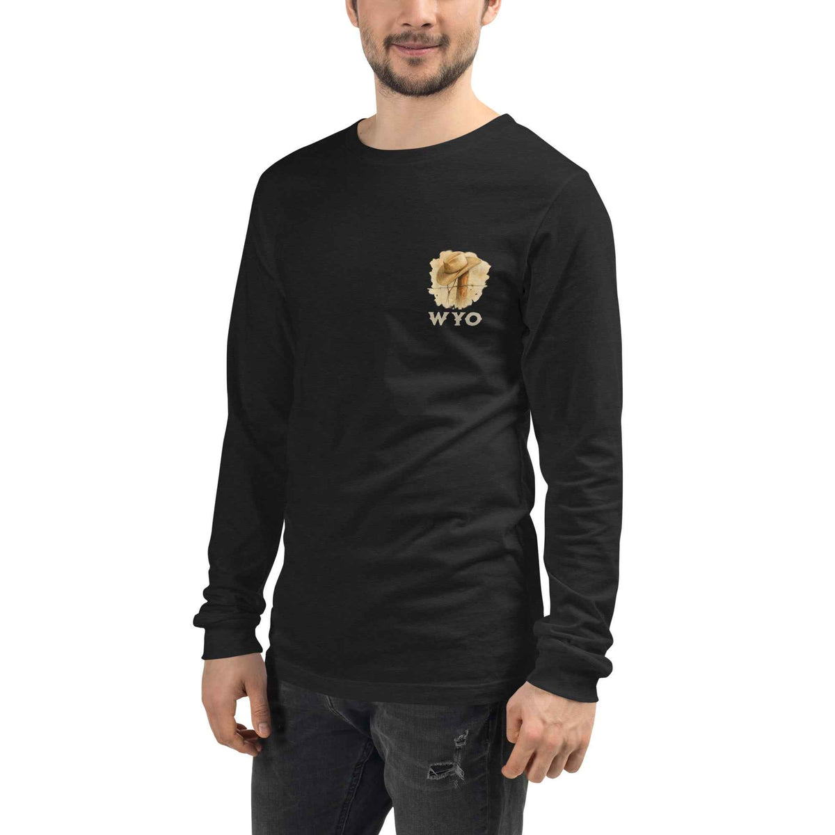 Gillette Wyoming Cowboy Riding Horse Long Sleeve Shirt – WYO Graphic Western Tee
