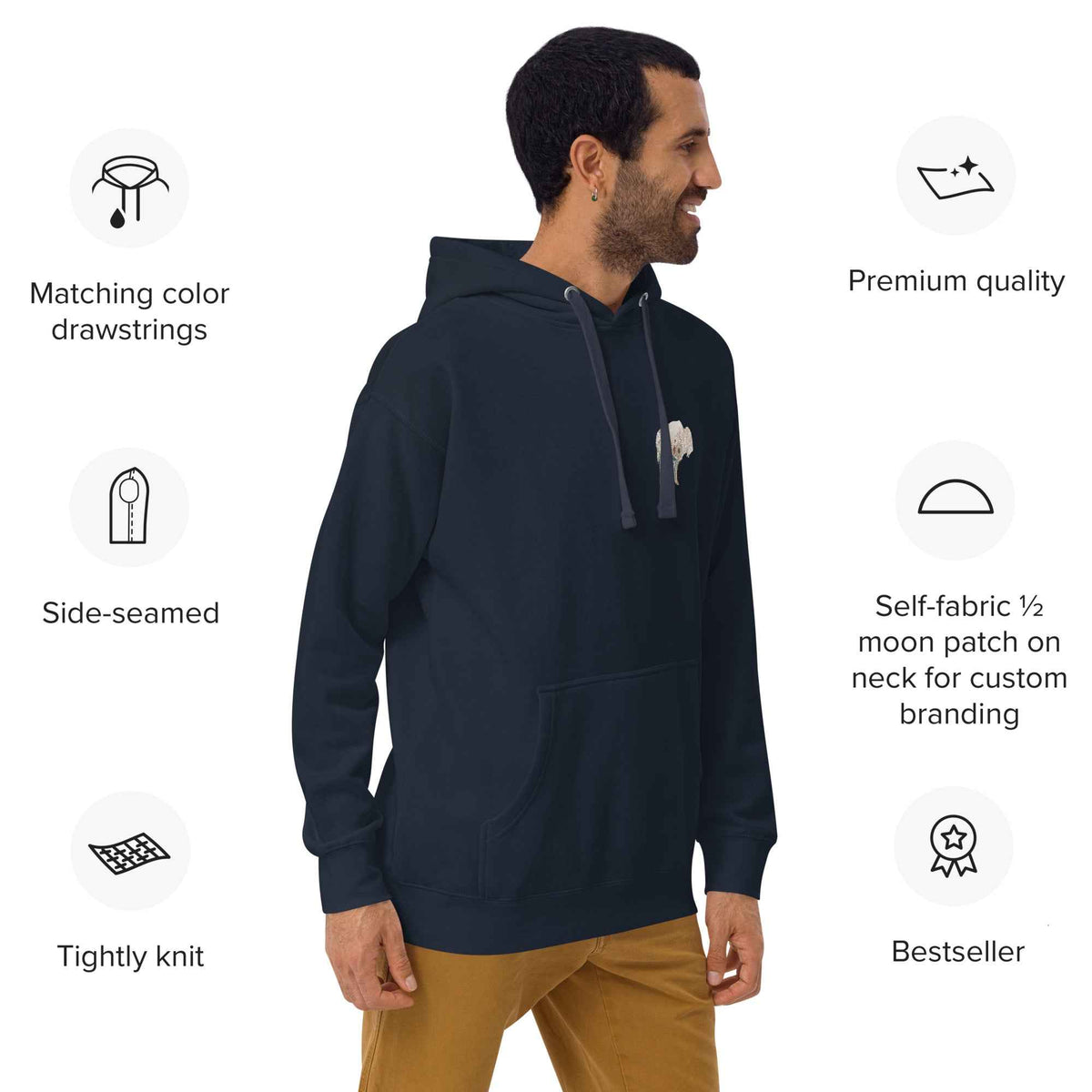 Wyoming Boho Buffalo Sweatshirt Hoodie – Navy Blue Back Print Western Apparel