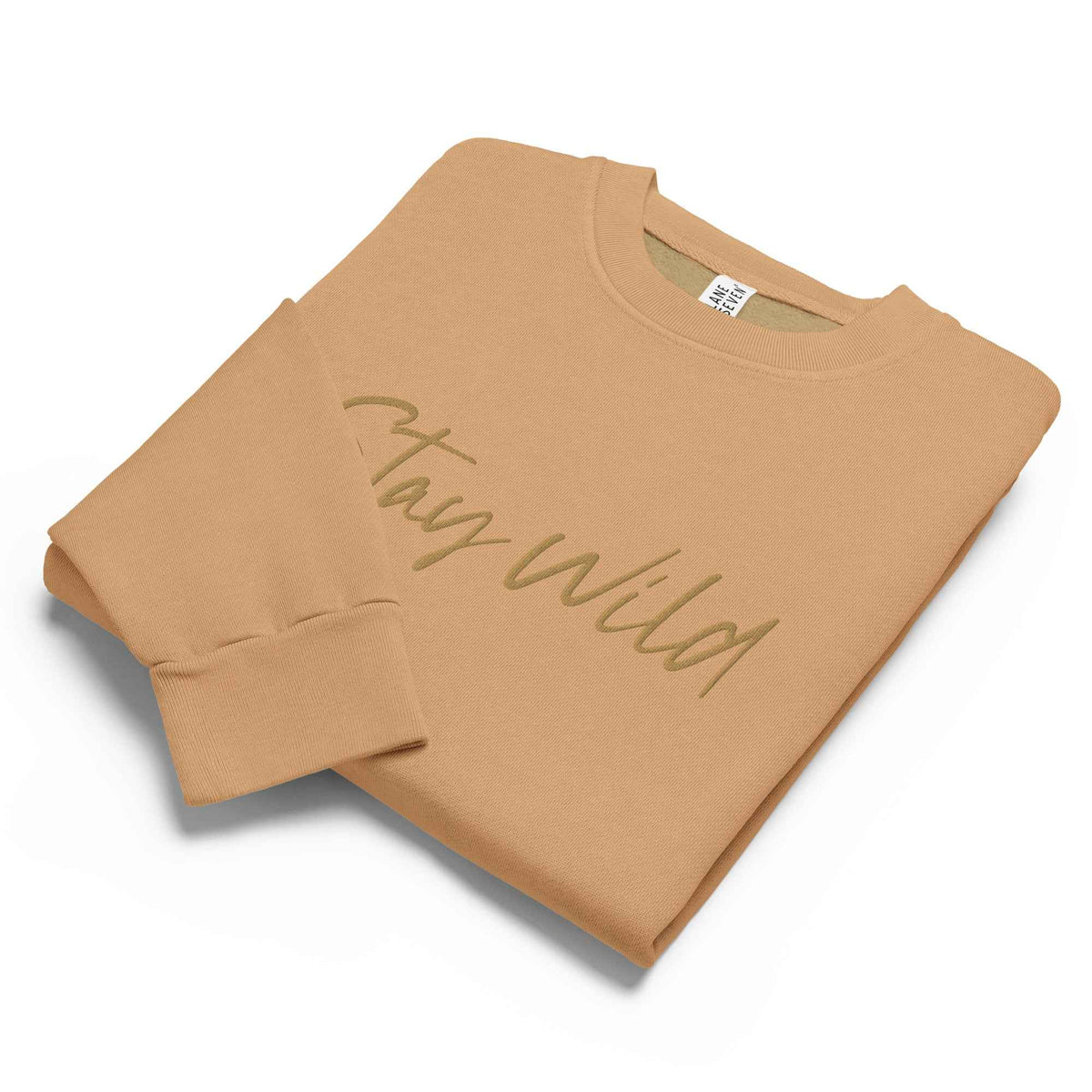 Tan Crewneck Sweatshirt: Embrace Comfort and Style with Stay Wild Embroidery