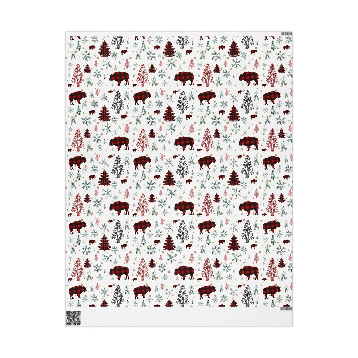 Christmas Buffalo Plaid Wrapping Papers, Snowflakes, Rustic Holiday Gift Wrap - Matte or Glossy Finish, 3 Roll Sizes, Xmas Trees, Red Black,