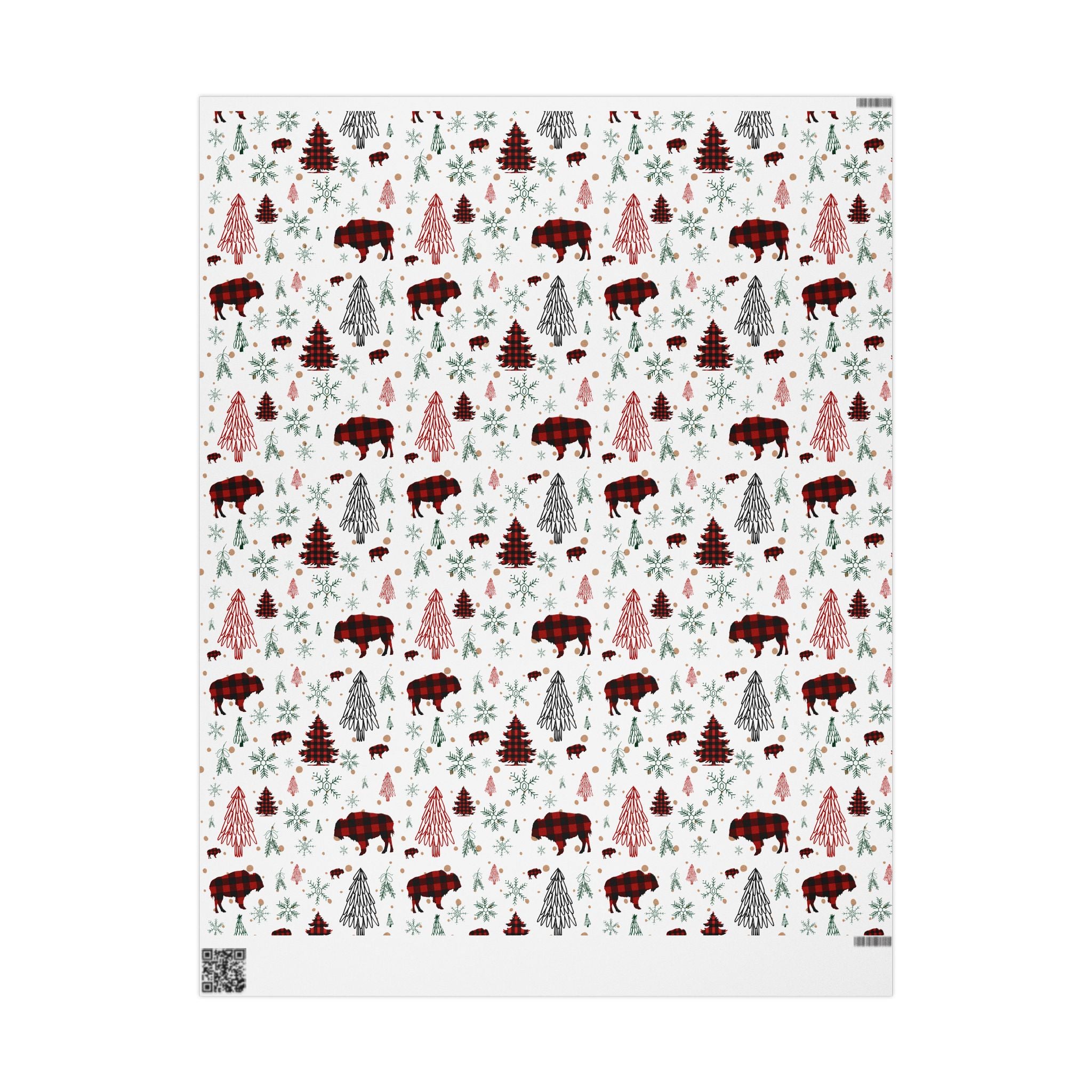 Christmas Buffalo Plaid Wrapping Papers, Snowflakes, Rustic Holiday Gift Wrap - Matte or Glossy Finish, 3 Roll Sizes, Xmas Trees, Red Black,