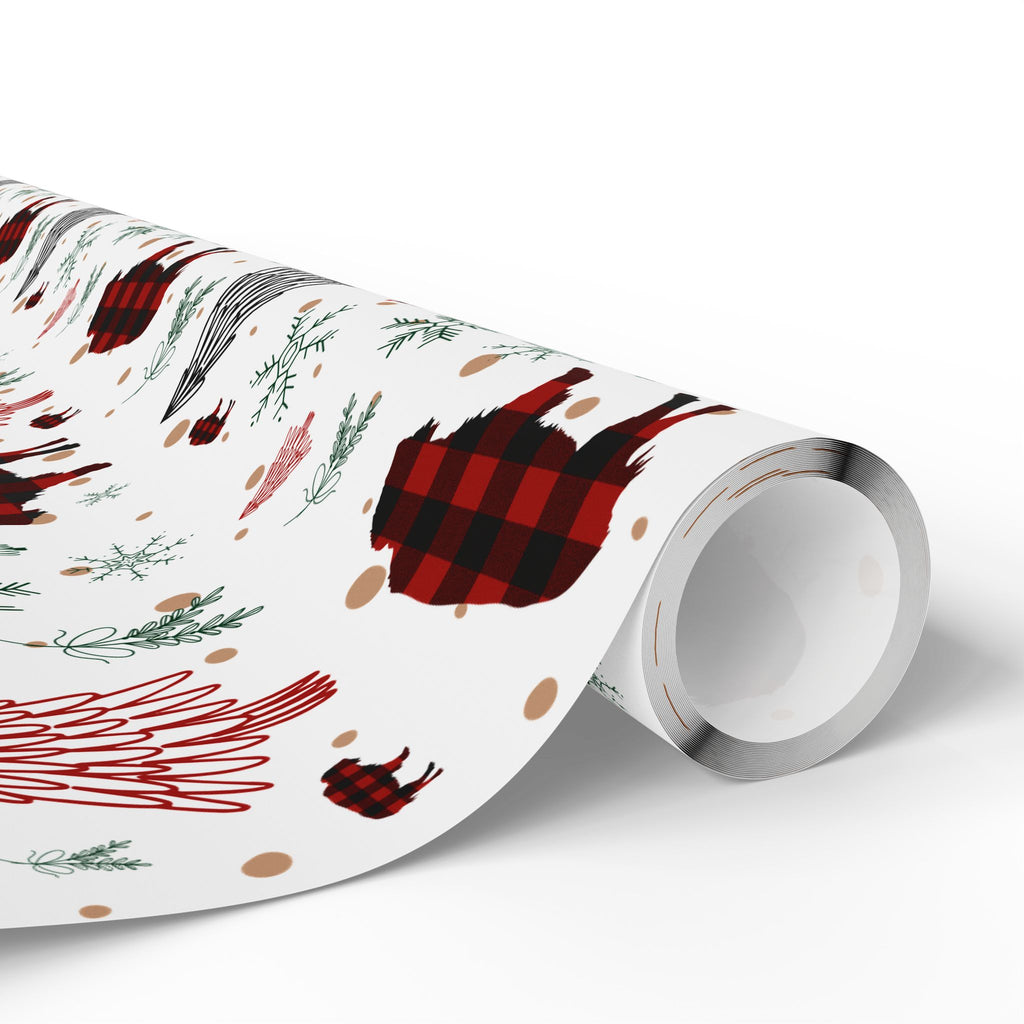 Christmas Buffalo Plaid Wrapping Papers, Snowflakes, Rustic Holiday Gift Wrap - Matte or Glossy Finish, 3 Roll Sizes, Xmas Trees, Red Black,