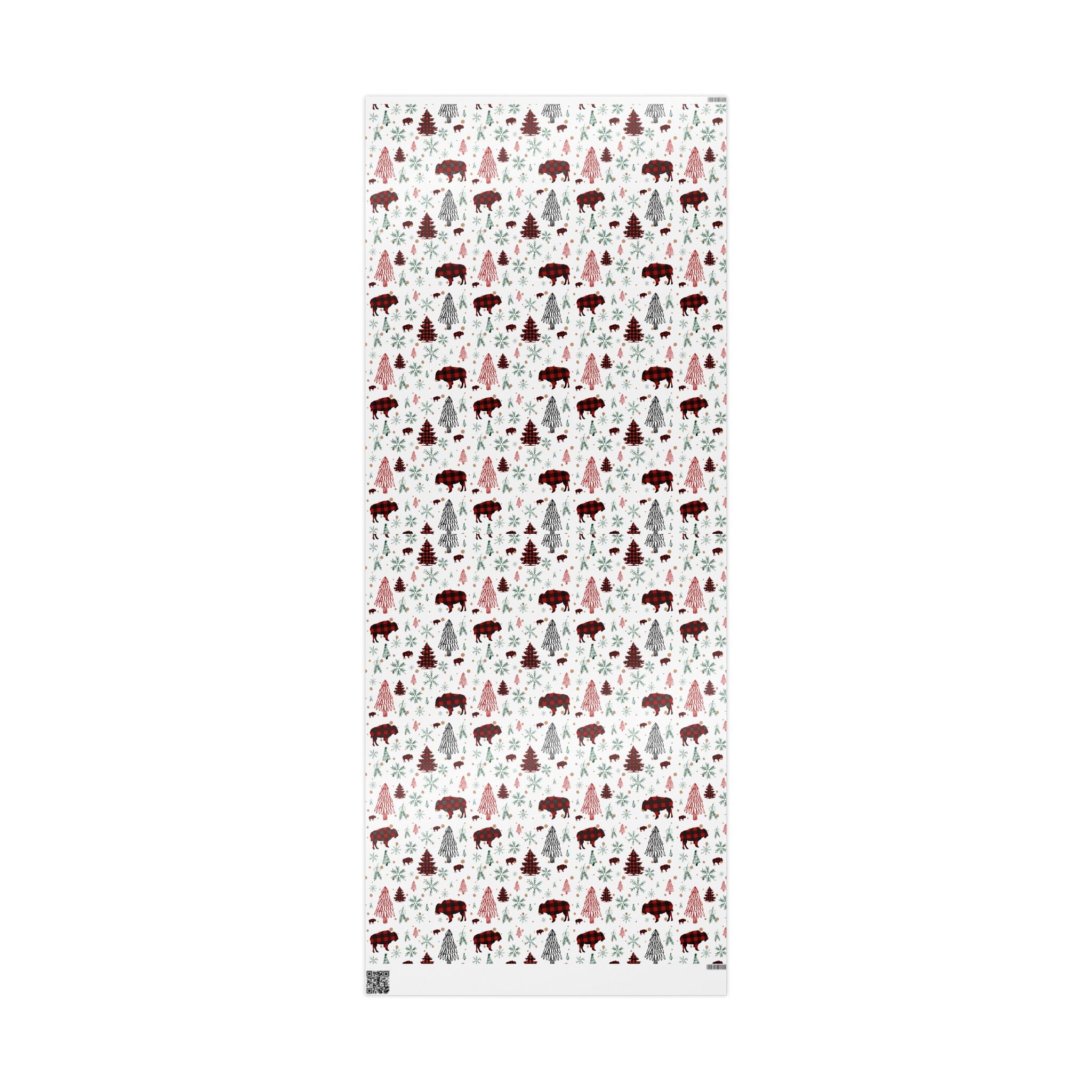 Christmas Buffalo Plaid Wrapping Papers, Snowflakes, Rustic Holiday Gift Wrap - Matte or Glossy Finish, 3 Roll Sizes, Xmas Trees, Red Black,