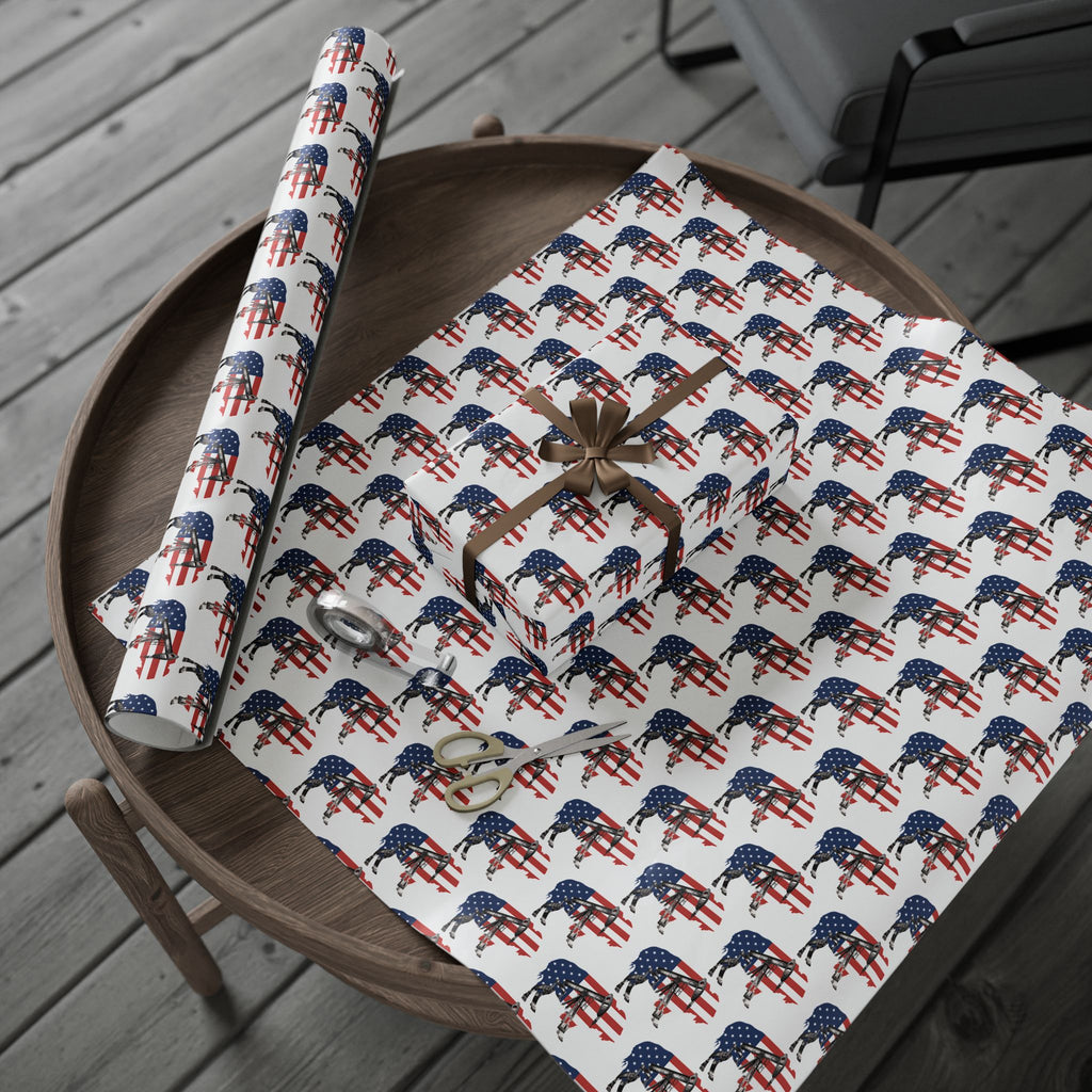 Unique Wrapping Papers - Wyoming Buffalo, Black Gold, Blue Collar, Oilfield, American Flag & Pumpjack Design,Roughneck, Wyoming