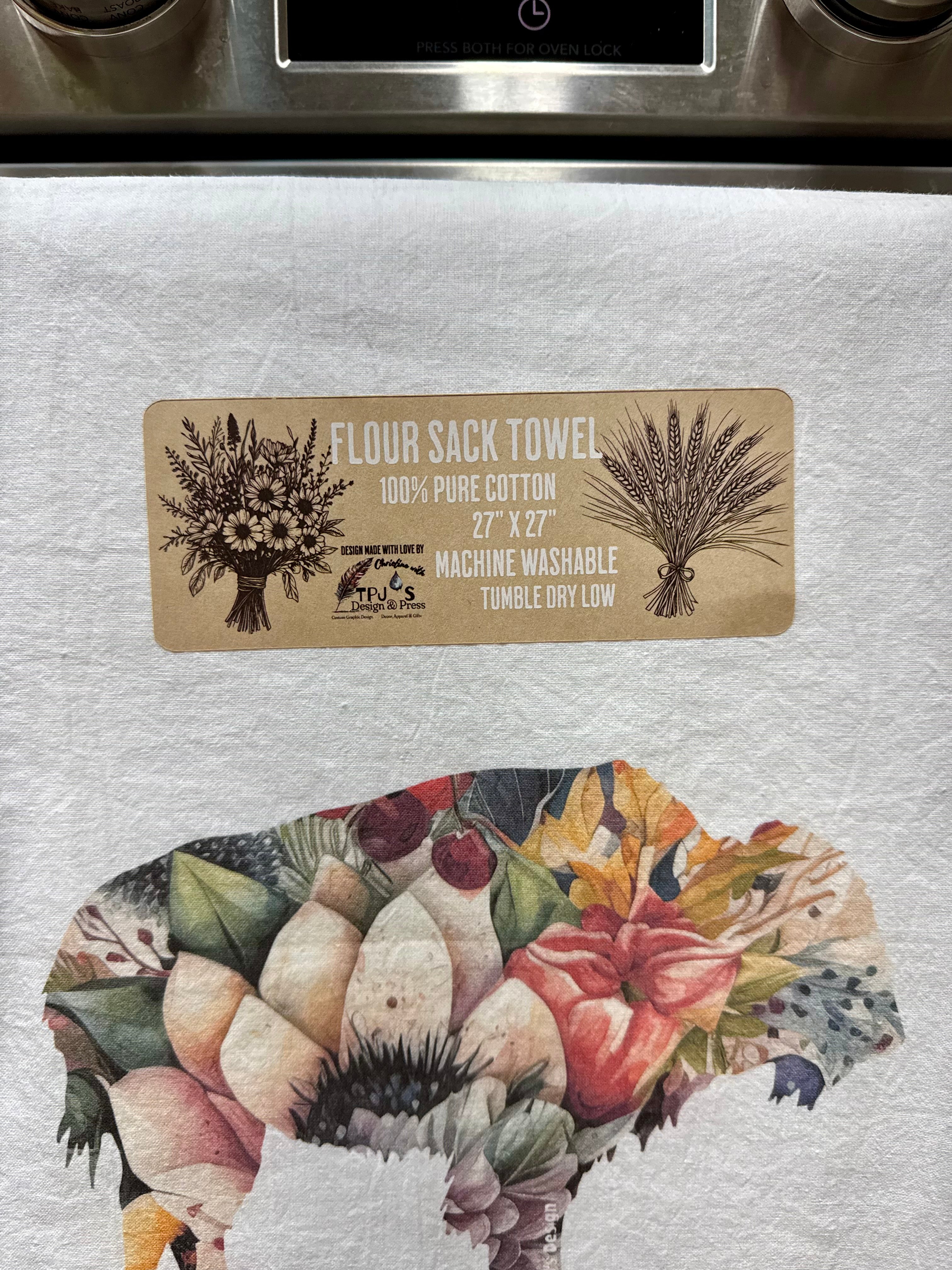 Bouquet Buffalo Kitchen Cotton Flour Sack Towel