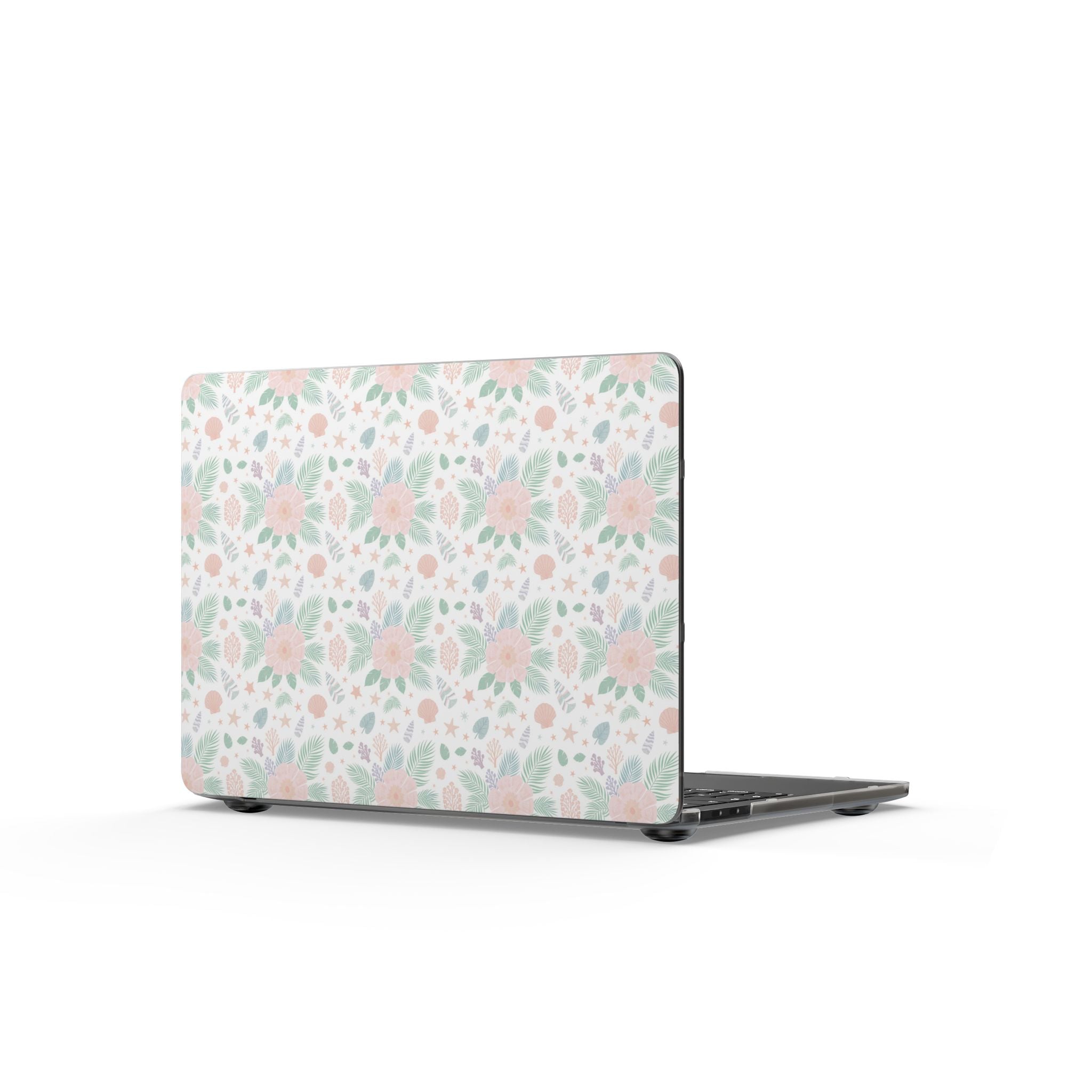 Seashell Beach Palm Pattern MacBook Case | Pastel Shells & Palms