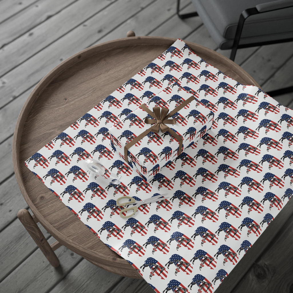 Unique Wrapping Papers - Wyoming Buffalo, Black Gold, Blue Collar, Oilfield, American Flag & Pumpjack Design,Roughneck, Wyoming