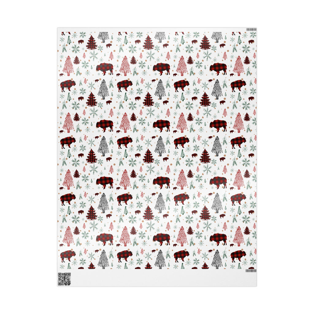 Christmas Buffalo Plaid Wrapping Papers, Snowflakes, Rustic Holiday Gift Wrap - Matte or Glossy Finish, 3 Roll Sizes, Xmas Trees, Red Black,