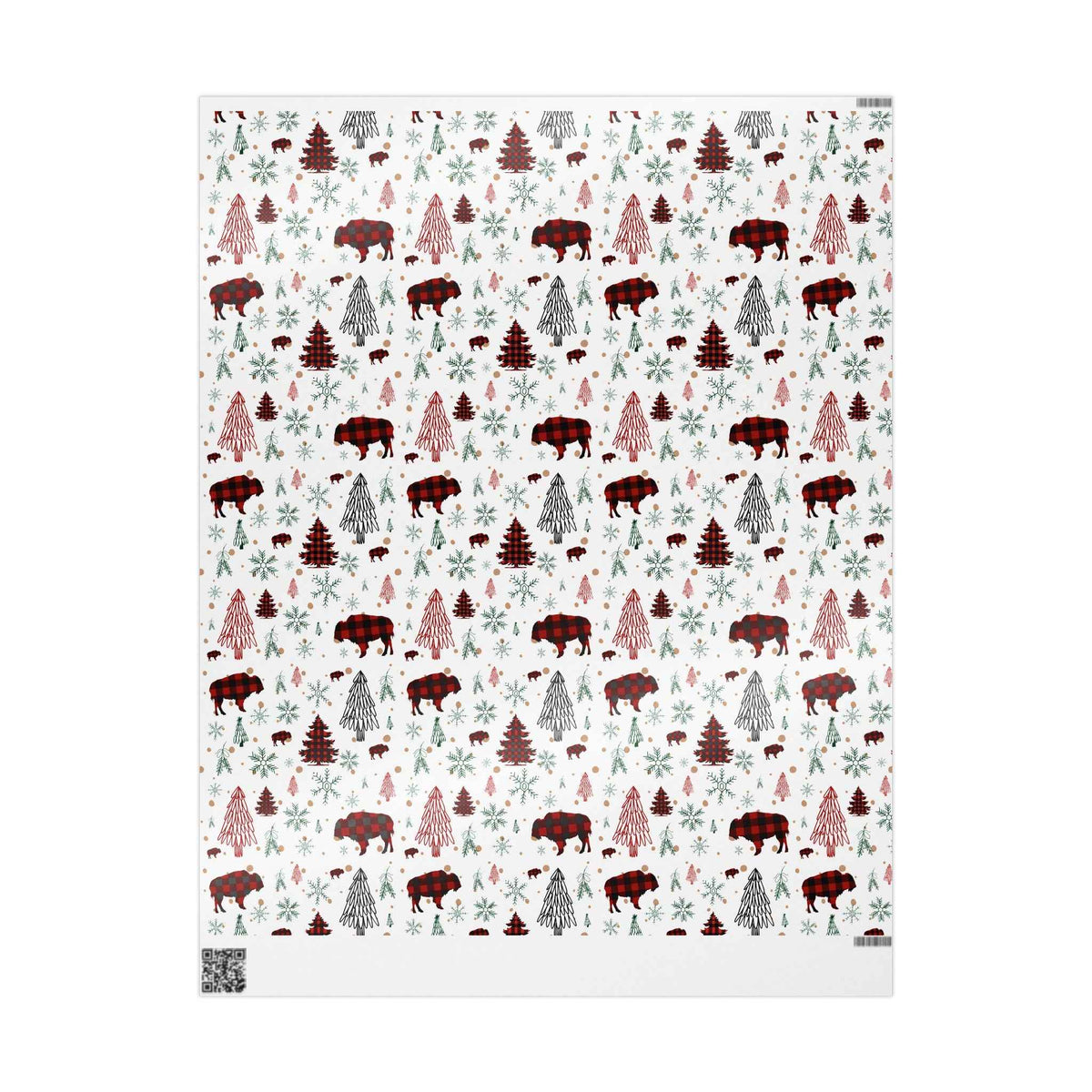 Christmas Buffalo Plaid Wrapping Papers, Snowflakes, Rustic Holiday Gift Wrap - Matte or Glossy Finish, 3 Roll Sizes, Xmas Trees, Red Black,
