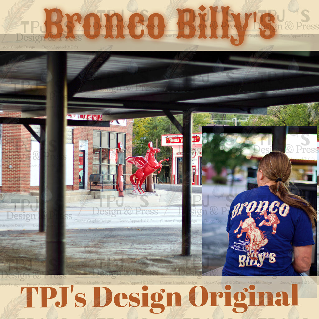 Bronco Billy's Gillette Wyoming Western Graphic T-Shirt — Historic Drive-In Diner Tribute