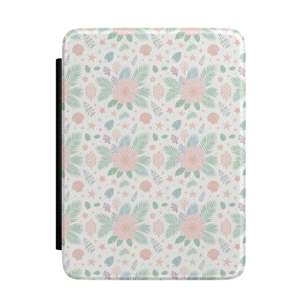 Pastel Beach Shell Palm Kindle Case — Seashell & Palm Tree Design