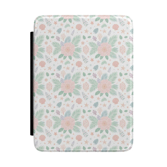 Pastel Beach Shell Palm Kindle Case — Seashell & Palm Tree Design