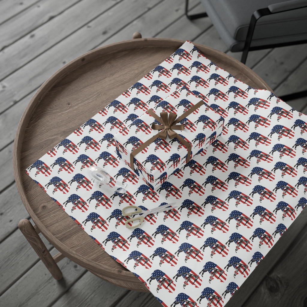 Unique Wrapping Papers - Wyoming Buffalo, Black Gold, Blue Collar, Oilfield, American Flag & Pumpjack Design,Roughneck, Wyoming