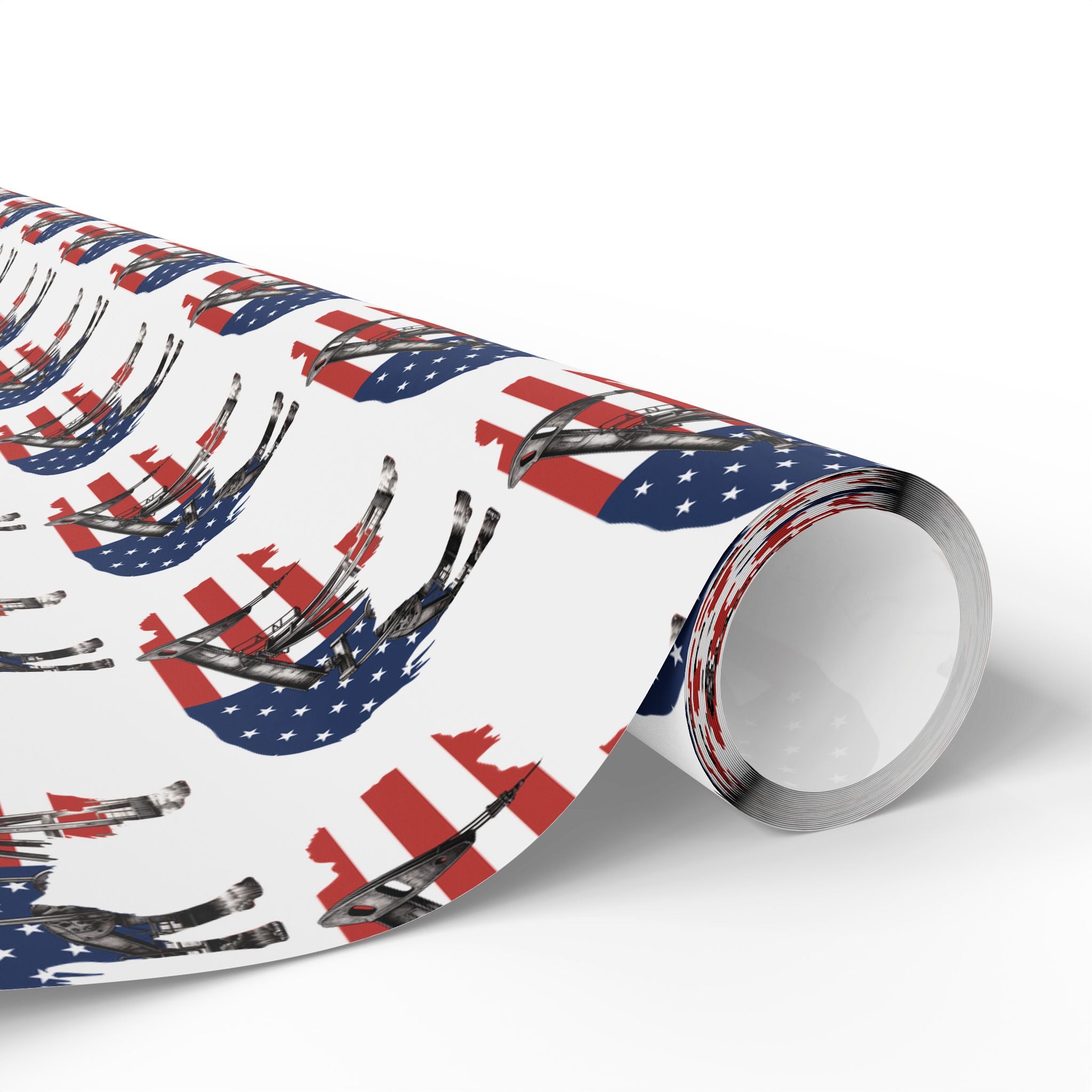 Unique Wrapping Papers - Wyoming Buffalo, Black Gold, Blue Collar, Oilfield, American Flag & Pumpjack Design,Roughneck, Wyoming