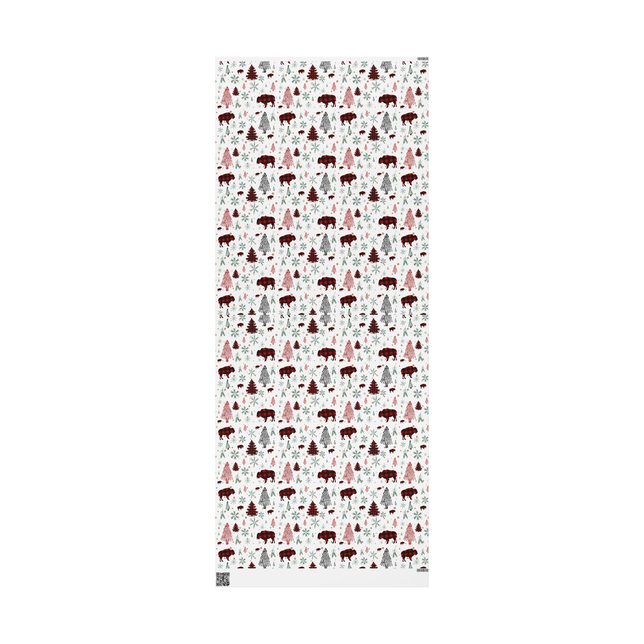 Christmas Buffalo Plaid Wrapping Papers, Snowflakes, Rustic Holiday Gift Wrap - Matte or Glossy Finish, 3 Roll Sizes, Xmas Trees, Red Black,