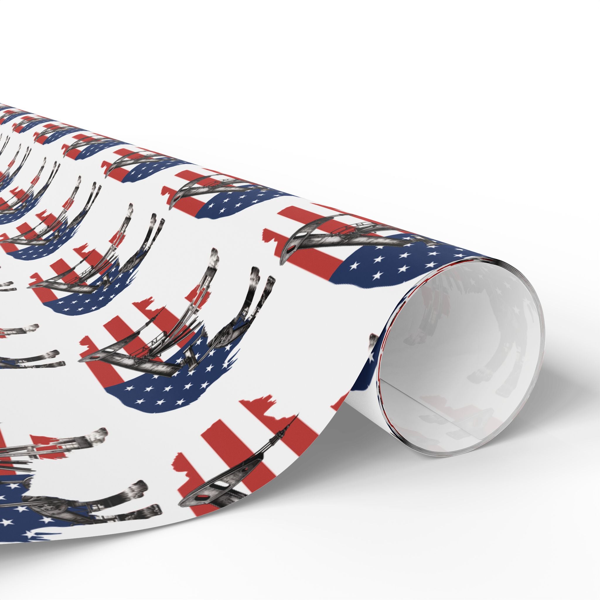 Unique Wrapping Papers - Wyoming Buffalo, Black Gold, Blue Collar, Oilfield, American Flag & Pumpjack Design,Roughneck, Wyoming