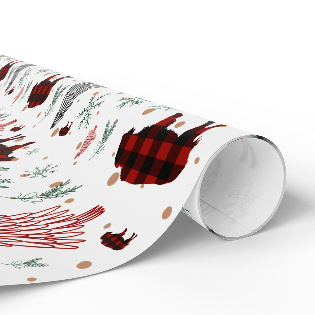 Christmas Buffalo Plaid Wrapping Papers, Snowflakes, Rustic Holiday Gift Wrap - Matte or Glossy Finish, 3 Roll Sizes, Xmas Trees, Red Black,