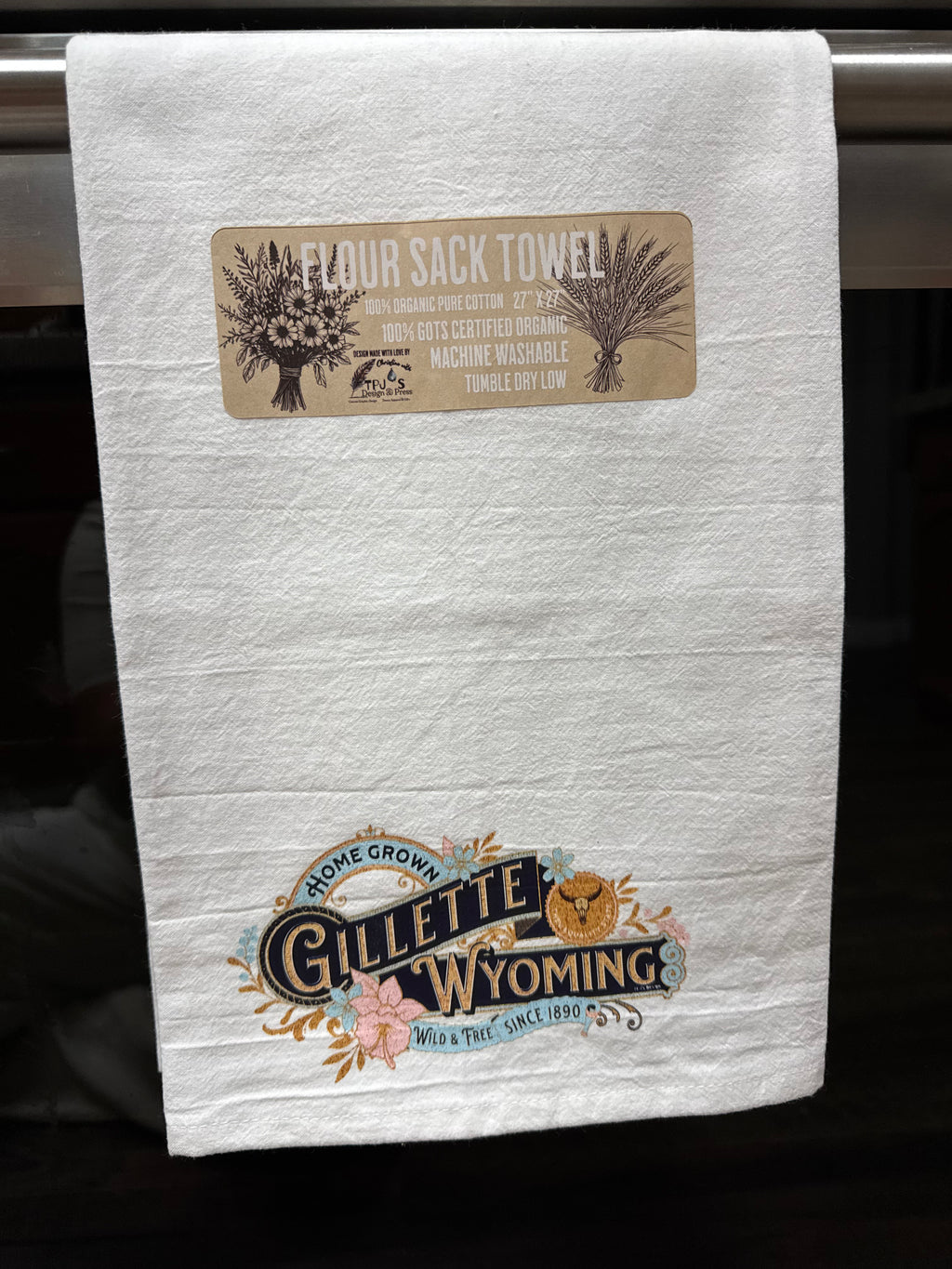 Gillette Wyoming Homegrown Organic Cotton Flour Sack Towel