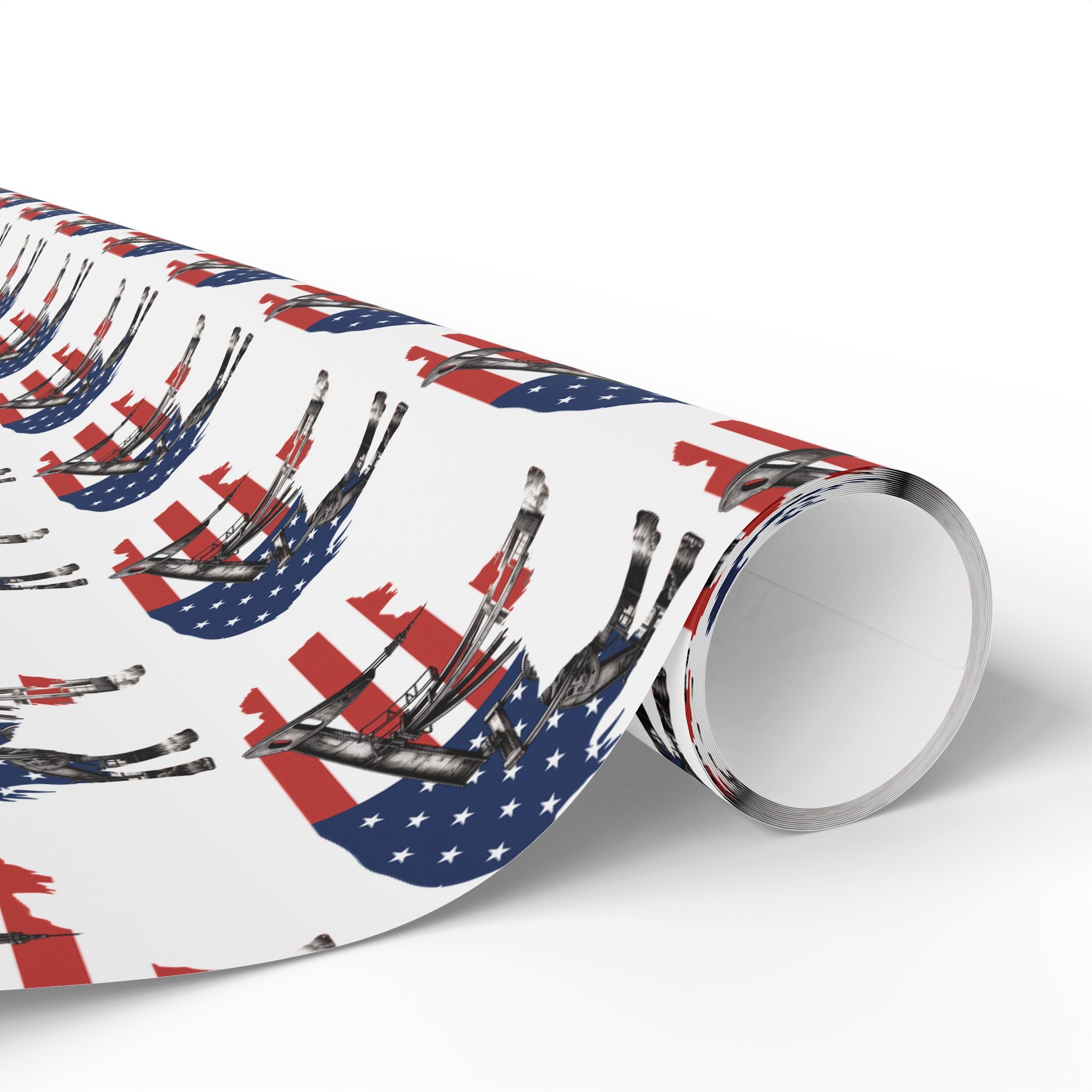 Unique Wrapping Papers - Wyoming Buffalo, Black Gold, Blue Collar, Oilfield, American Flag & Pumpjack Design,Roughneck, Wyoming