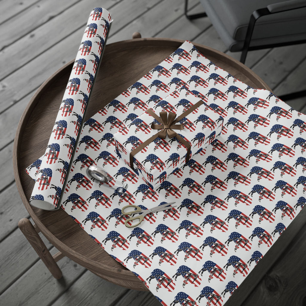 Unique Wrapping Papers - Wyoming Buffalo, Black Gold, Blue Collar, Oilfield, American Flag & Pumpjack Design,Roughneck, Wyoming