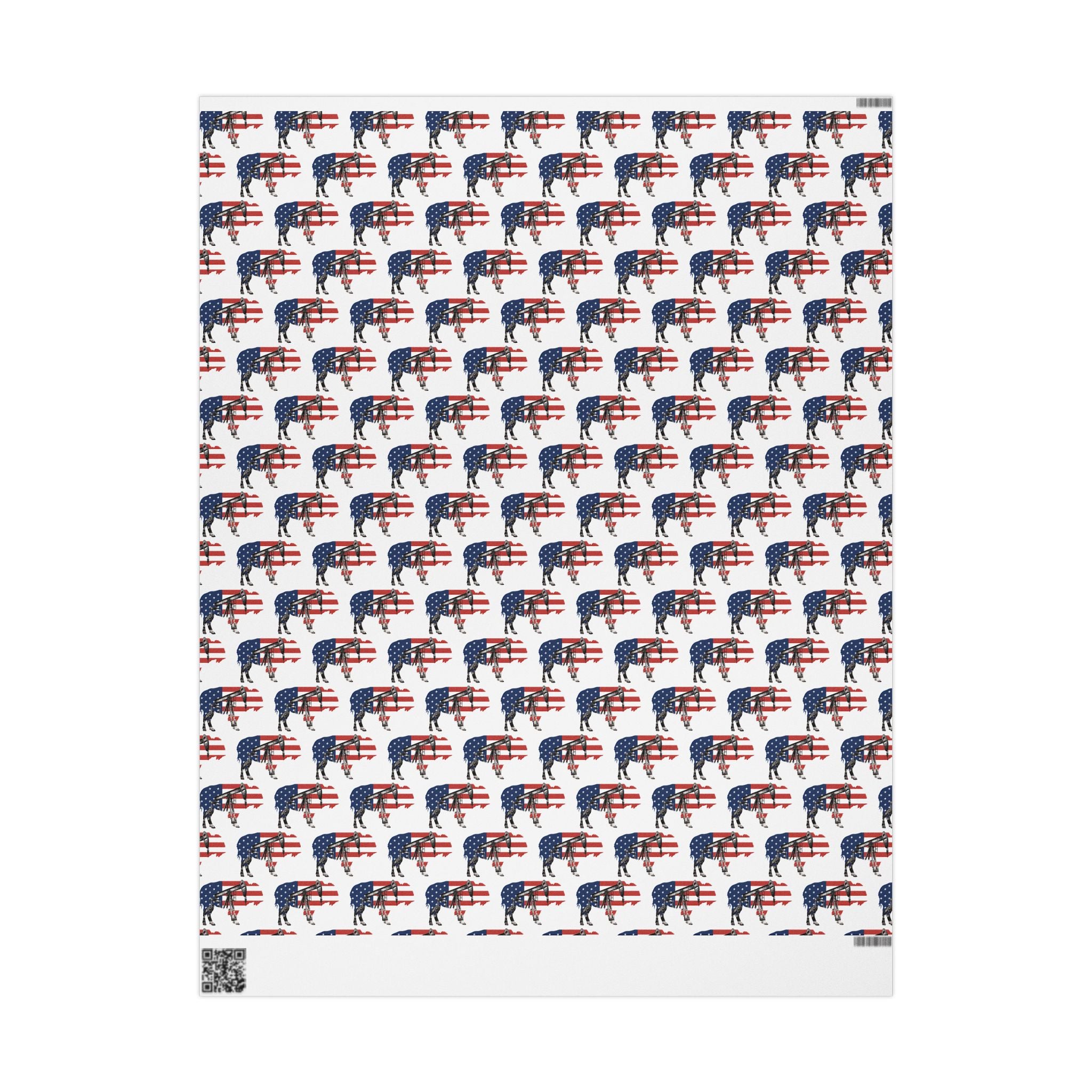 Unique Wrapping Papers - Wyoming Buffalo, Black Gold, Blue Collar, Oilfield, American Flag & Pumpjack Design,Roughneck, Wyoming