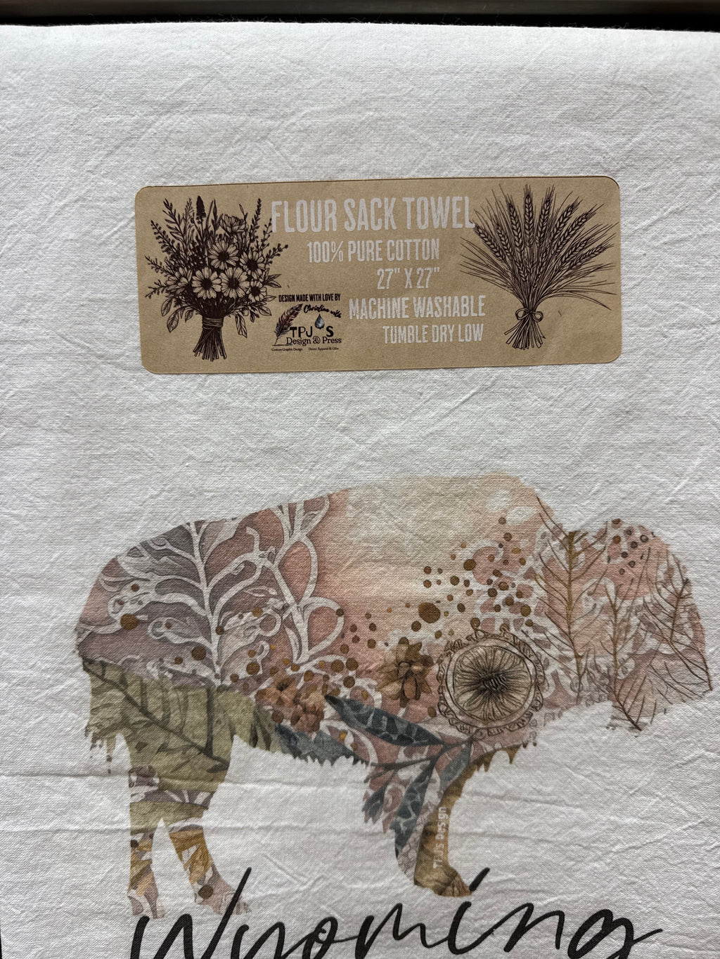 Boho Wyoming Buffalo Kitchen Cotton Flour Sack Towel