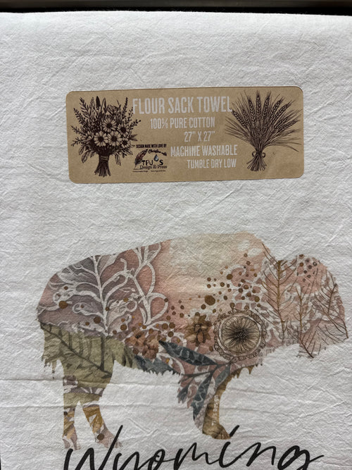 Boho Wyoming Buffalo Kitchen Cotton Flour Sack Towel