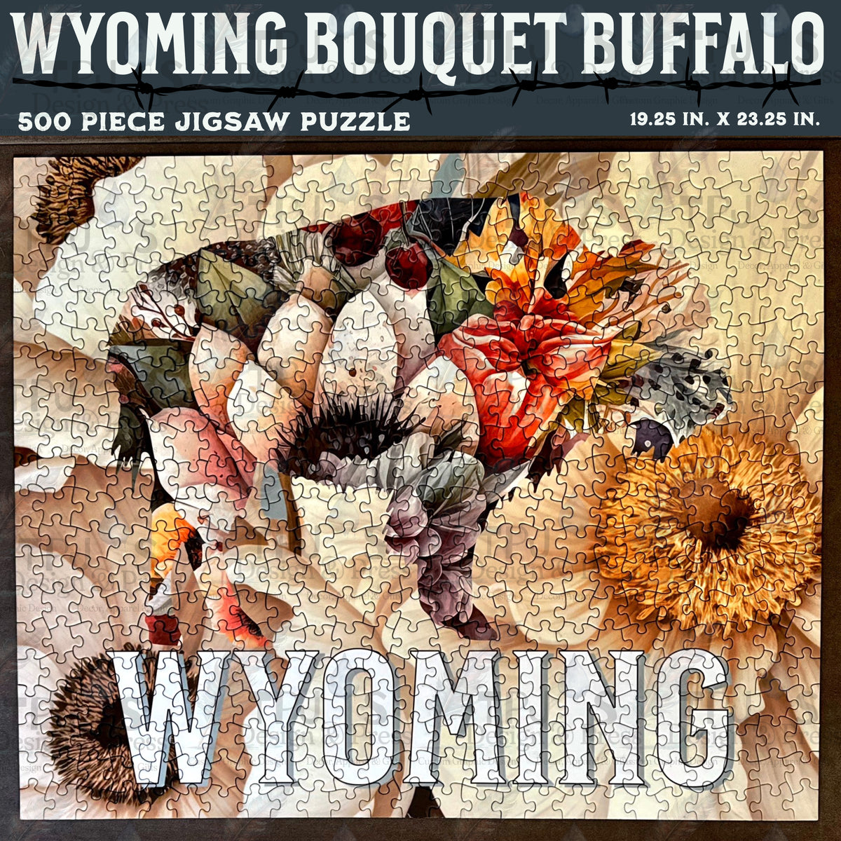 Wyoming Bouquet Buffalo Jigsaw Puzzle, 500 Piece Difficult Adult Puzzle