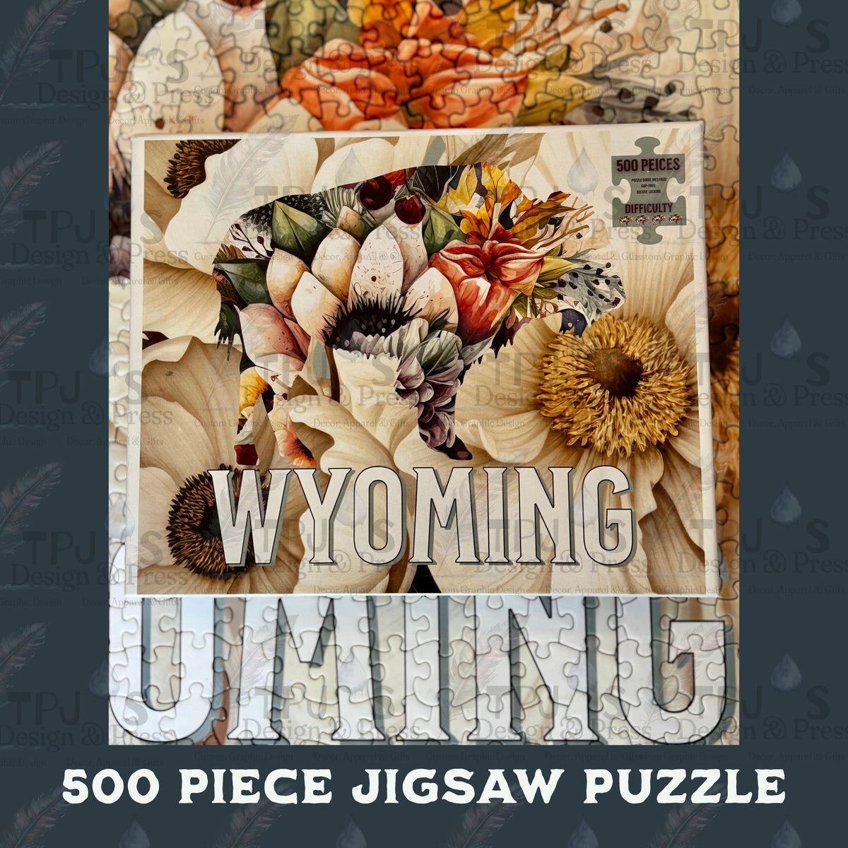 Wyoming Bouquet Buffalo Jigsaw Puzzle, 500 Piece Difficult Adult Puzzle