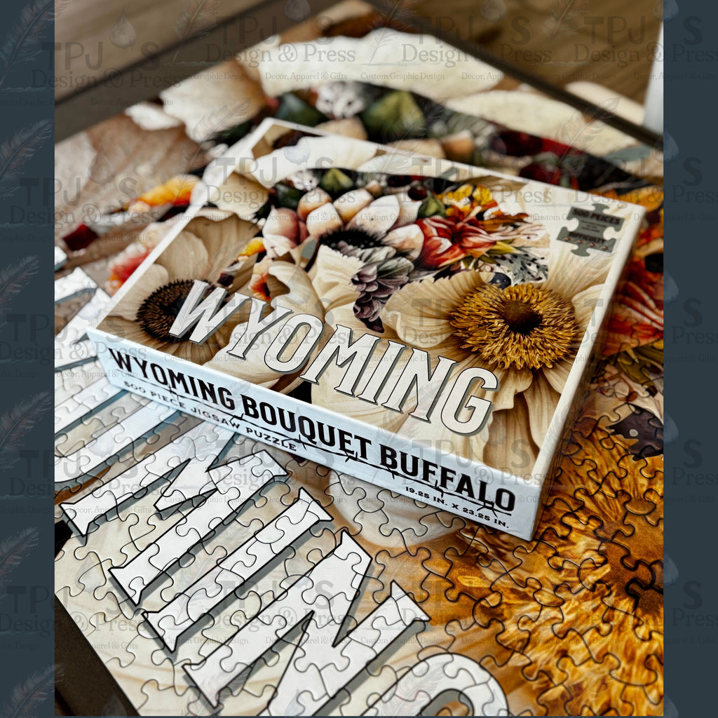 Wyoming Bouquet Buffalo Jigsaw Puzzle, 500 Piece Difficult Adult Puzzle