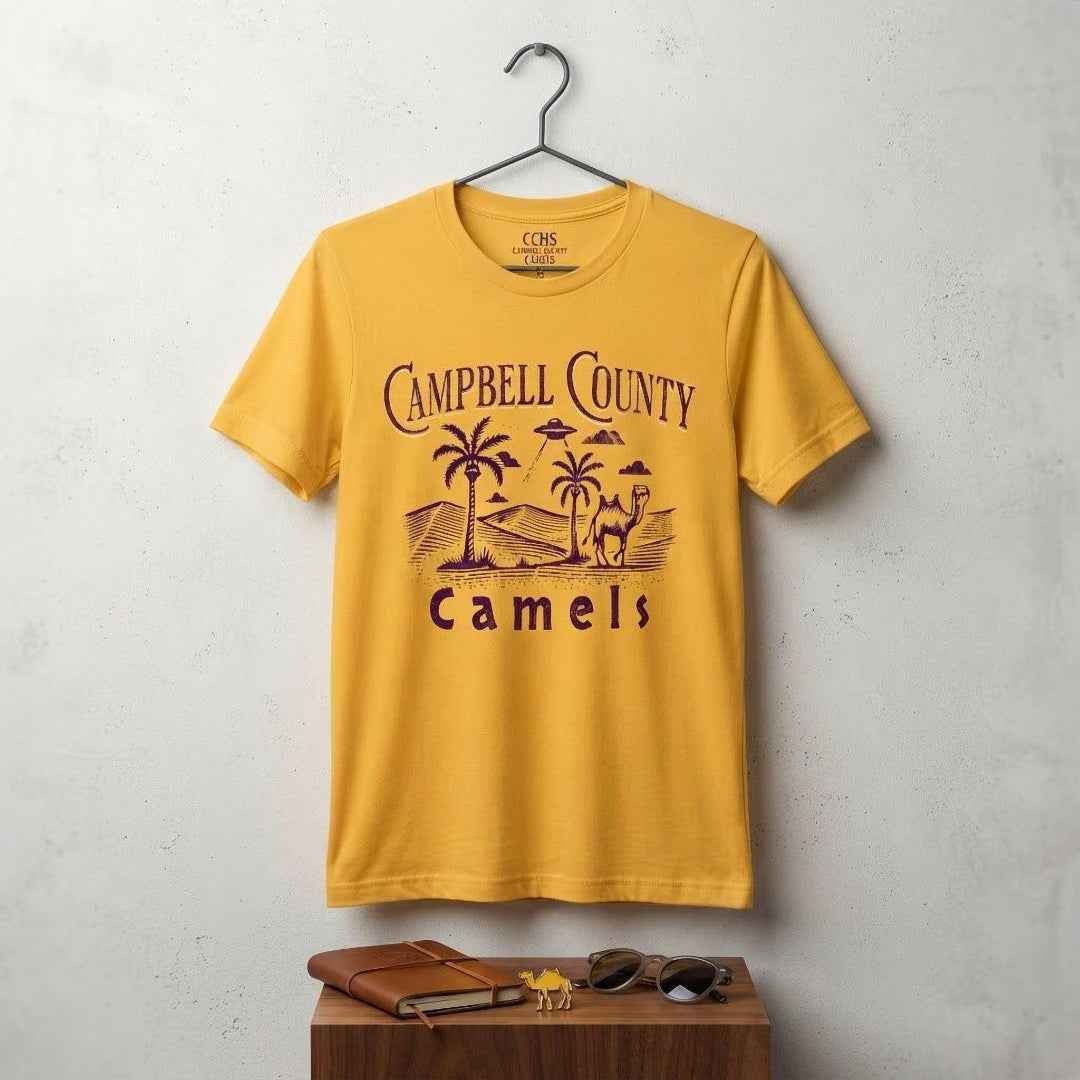 Campbell County Camels High Desert Shirt Yellow and Purple