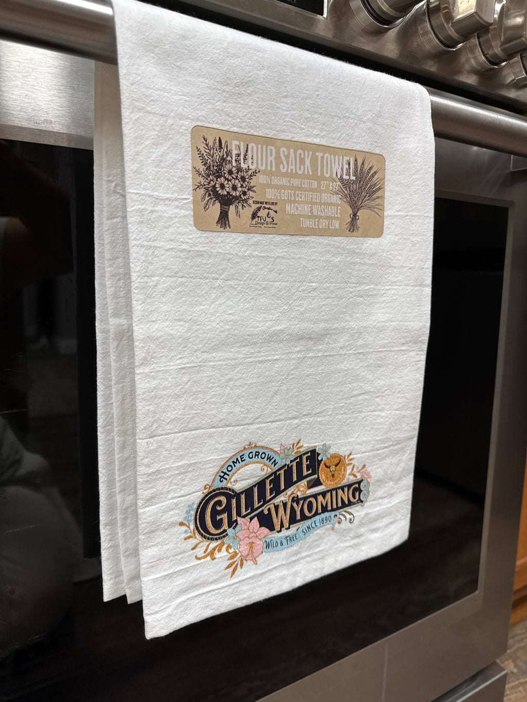 Gillette Wyoming Homegrown Organic Cotton Flour Sack Towel