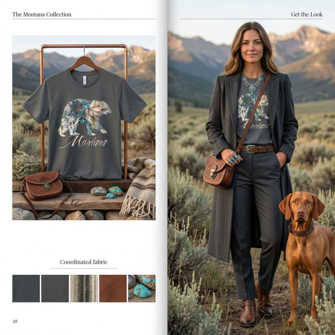 Montana Floral Bear T-Shirt – Rustic Wildlife Graphic Tee