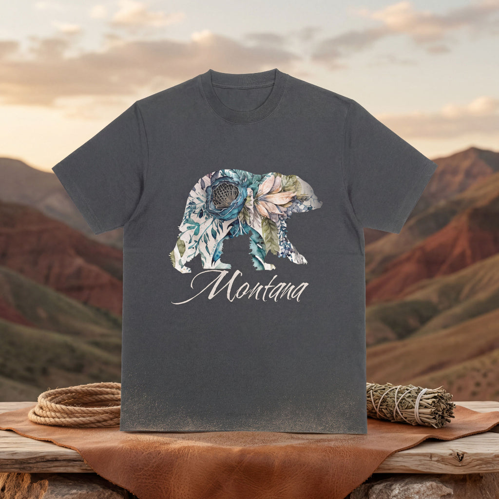 Montana Floral Bear T-Shirt – Rustic Wildlife Graphic Tee