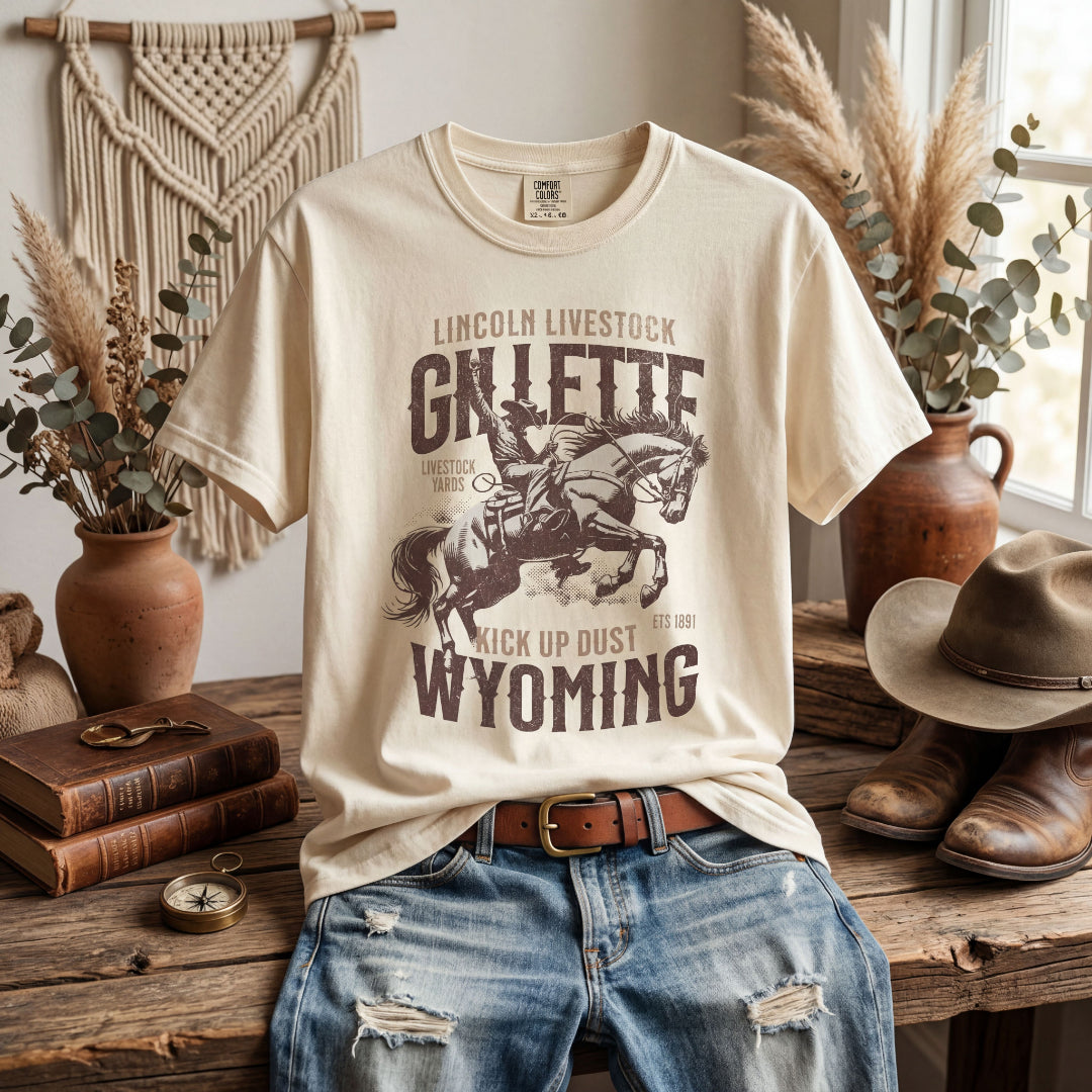 Lincoln Livestock Tshirt, Gillette Wyoming Historical Shirt, Western Graphic Tee