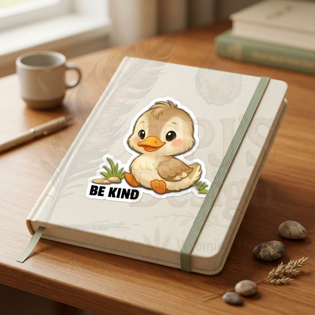 Be Kind Duck Vinyl Sticker, Waterproof Die Cut Decal, Laptop Water Bottle Sticker