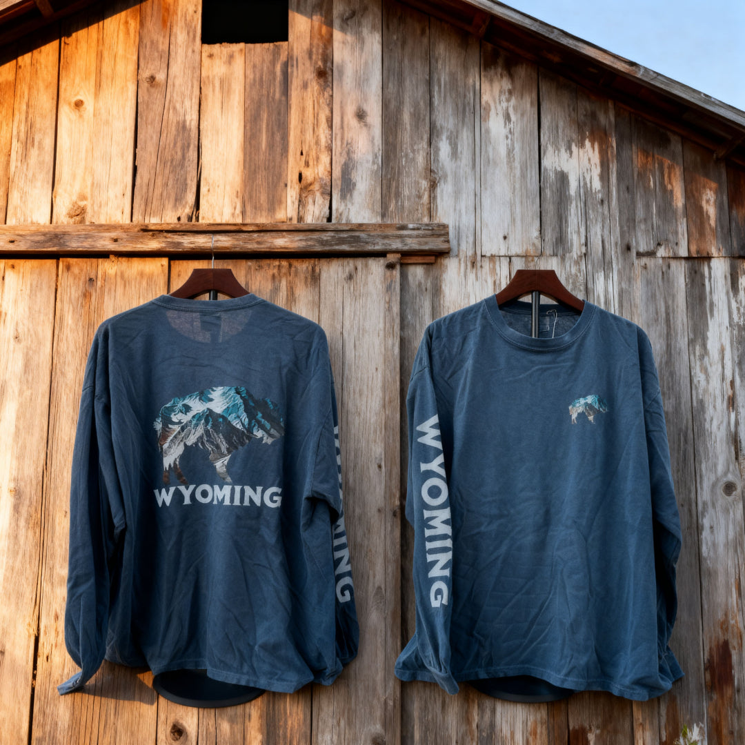 Blue Ice Long Sleeve Tshirt Wyoming Buffalo