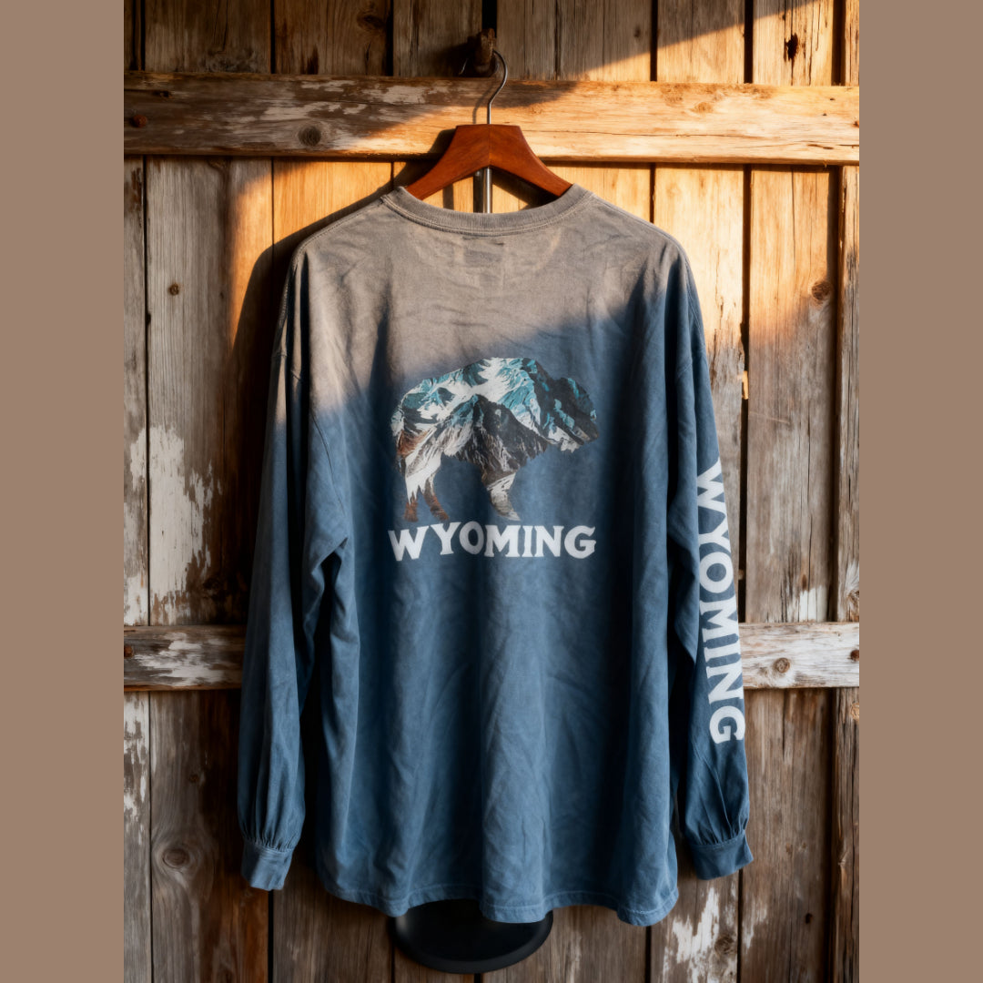 Blue Ice Long Sleeve Tshirt Wyoming Buffalo