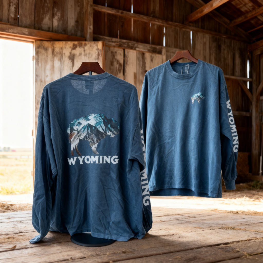 Blue Ice Long Sleeve Tshirt Wyoming Buffalo