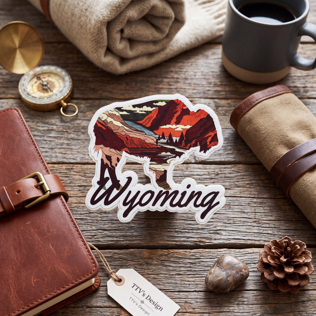Red Canyon Wyoming Buffalo 3.5" Vinyl Sticker