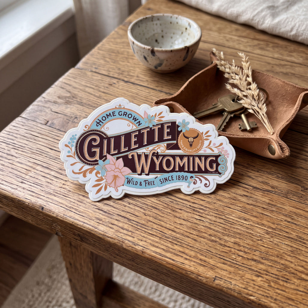 Homegrown Gillette Wyoming Floral Vinyl Sticker