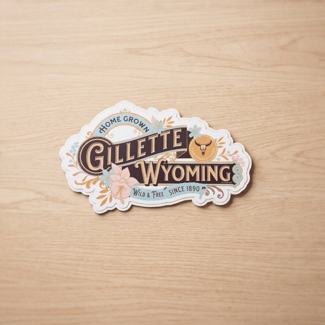 Homegrown Gillette Wyoming Floral Vinyl Sticker