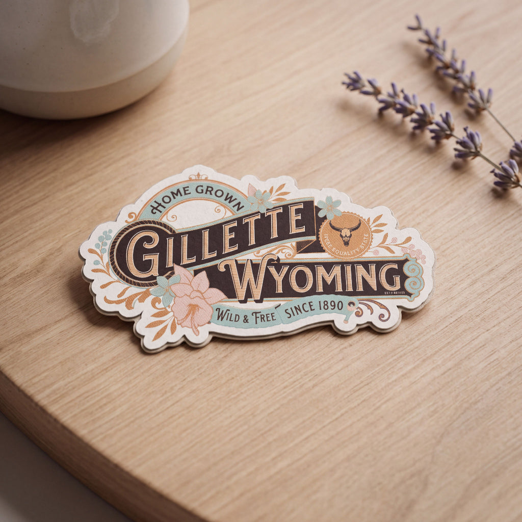 Homegrown Gillette Wyoming Floral Vinyl Sticker