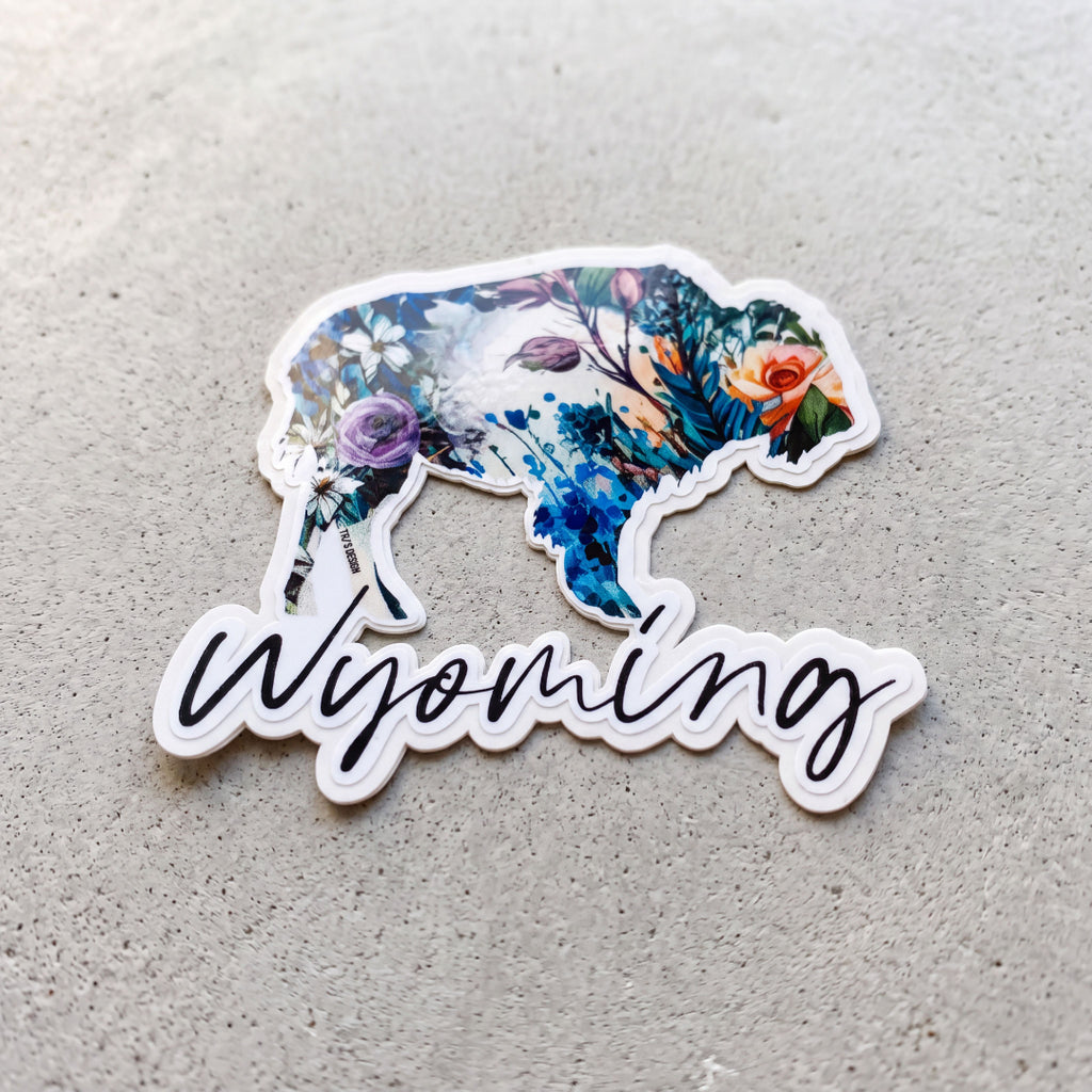 OG Floral Wyoming Buffalo Vinyl Sticker