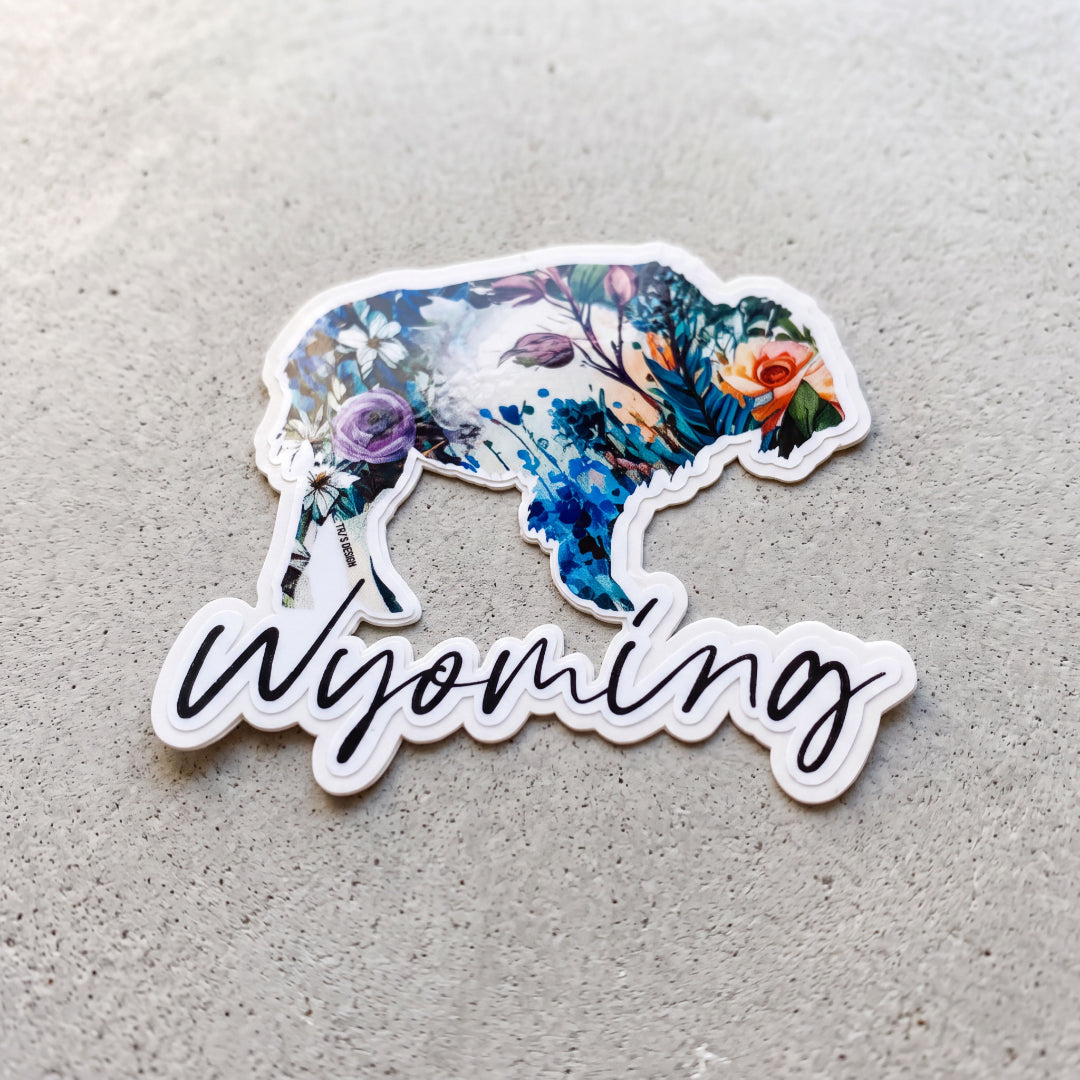 OG Floral Wyoming Buffalo Vinyl Sticker