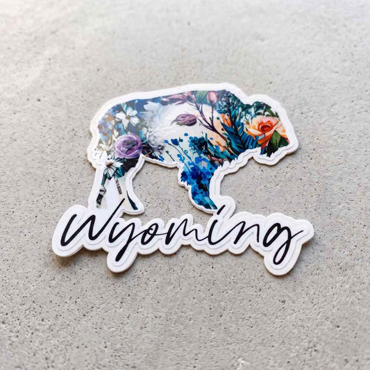 OG Floral Wyoming Buffalo Vinyl Sticker