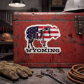 Black Gold American Flag Wyoming Buffalo 3" Sticker