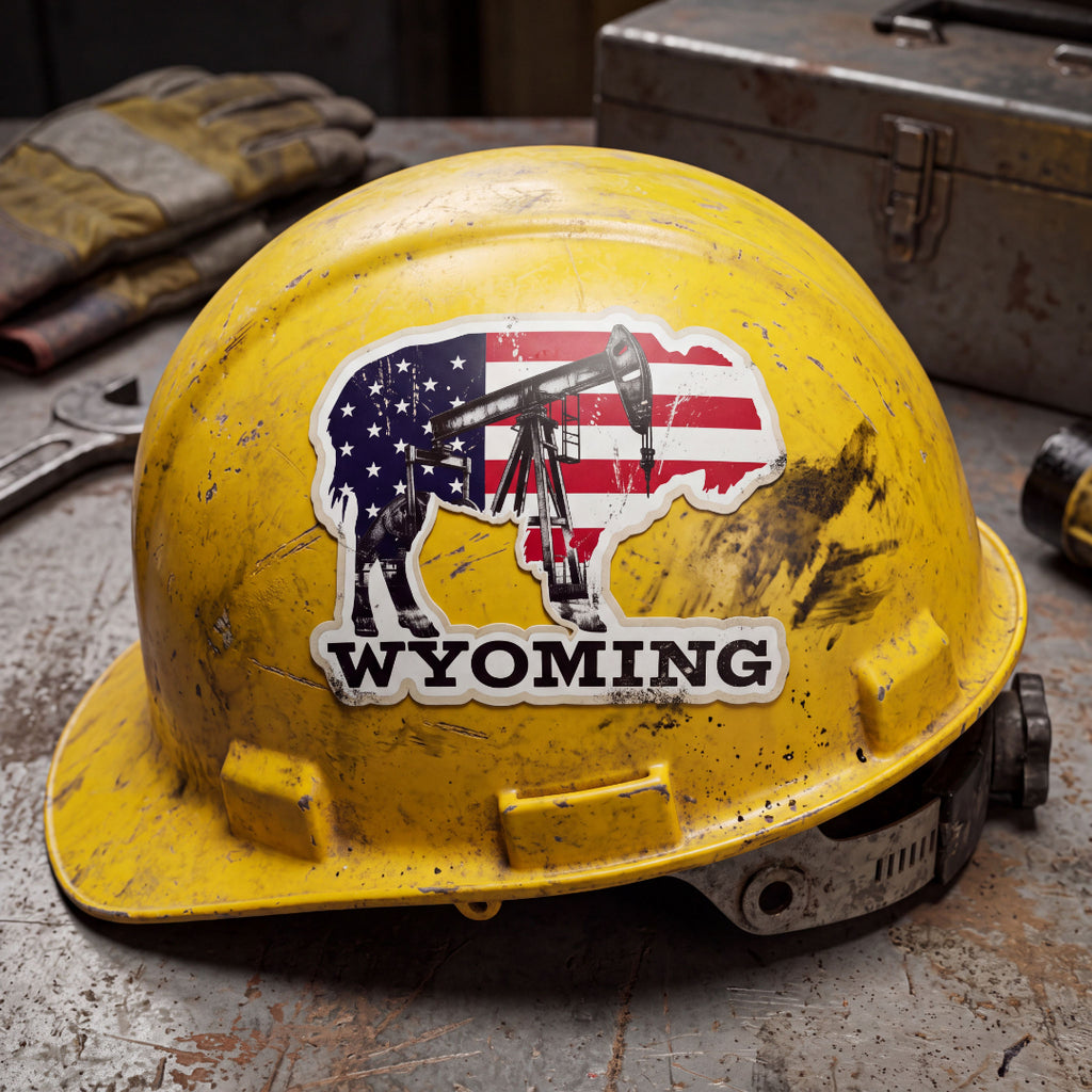 Black Gold American Flag Wyoming Buffalo 3" Sticker